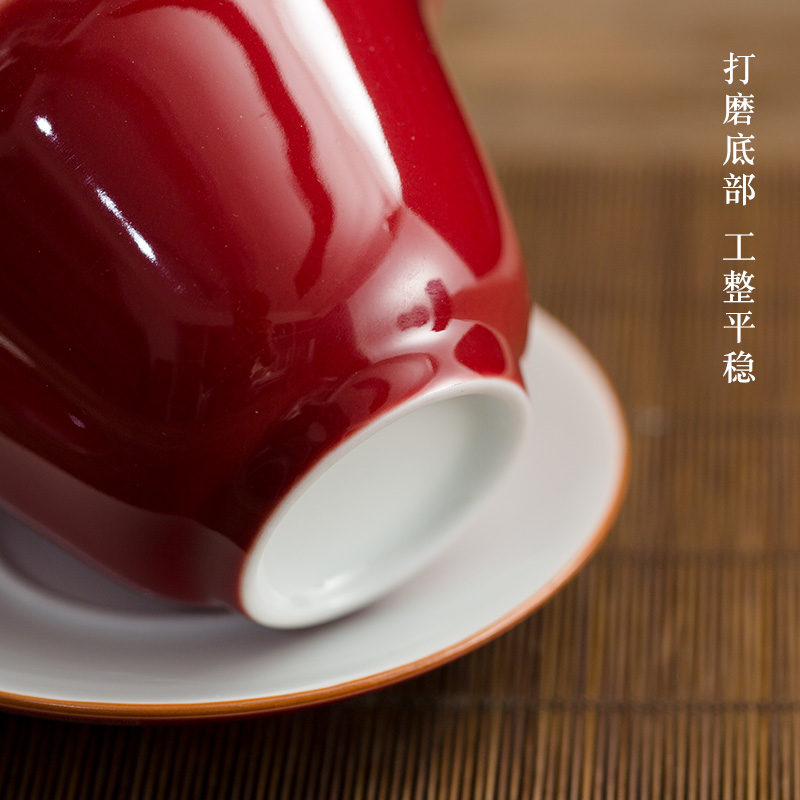 Jingdezhen ceramic travel kung fu tea set home portable contracted lang up red glaze tureen tea cups