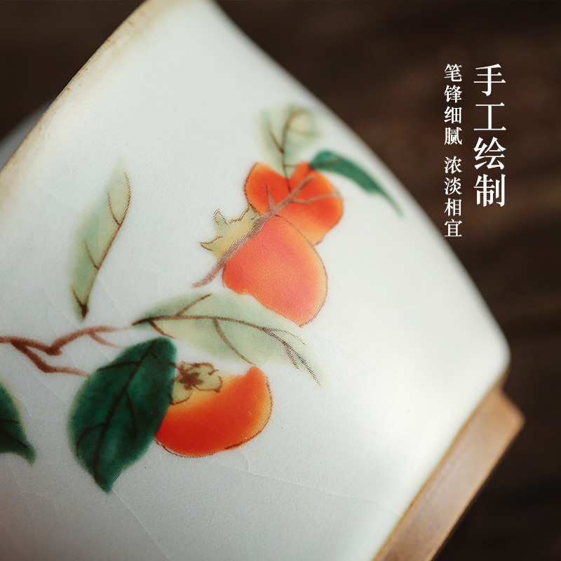 Jingdezhen hand - made of persimmon a pot of 2 cup travel tea set creative crack cup kung fu tea set