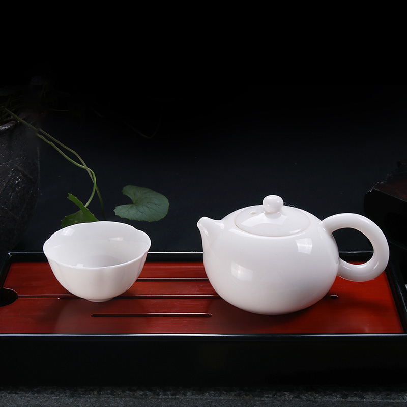 Earth story white porcelain ceramic teapot single pot of household teapot hand xi shi pot of dehua white suet in China