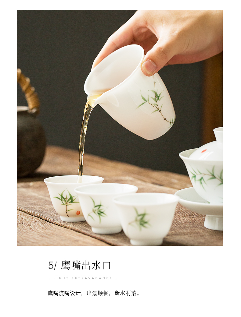 Earth story jingdezhen pure hand - made bamboo under the glaze color fair keller contracted ceramic tea set tea sea