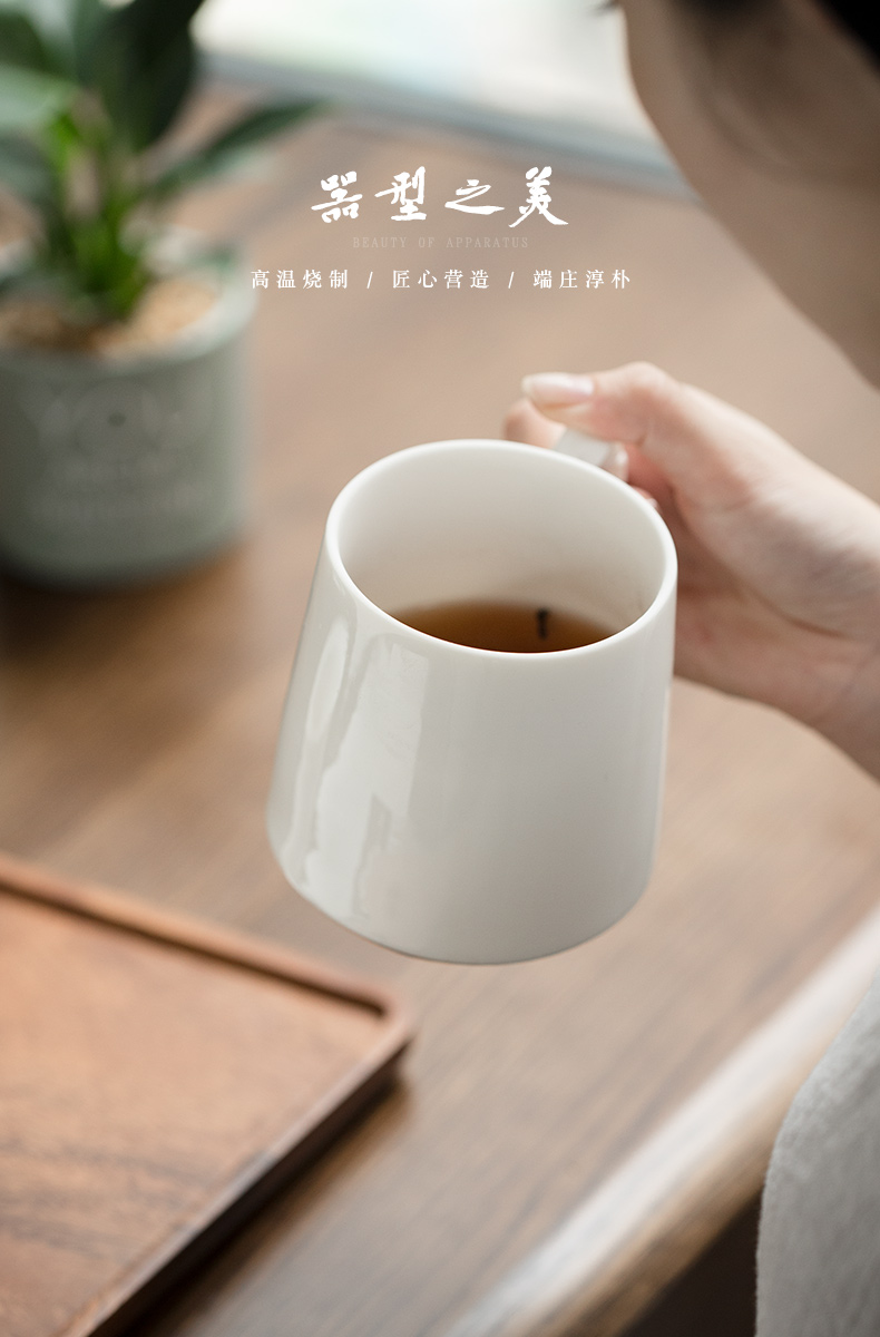 Dehua lard white mugs custom filter with cover household ceramic cups water glass office tea cups