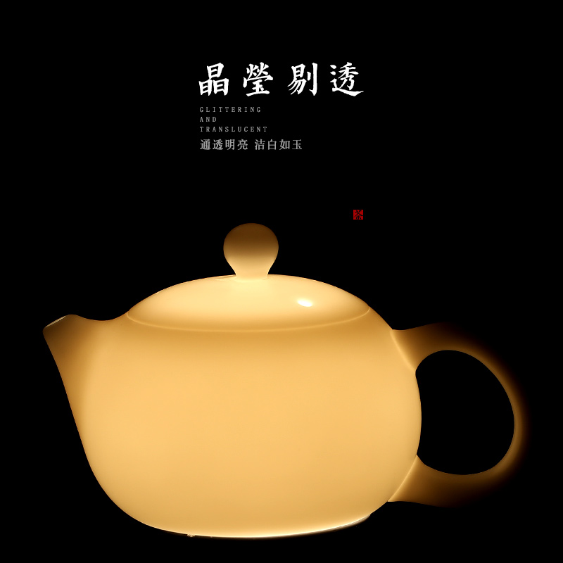 Earth story dehua white porcelain teapot biscuit firing kung fu suit household ceramics single pot large hand xi shi pot