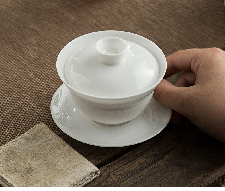 High white porcelain tureen ceramic cups to pure white porcelain ceramic bowl to bowl tea, kungfu tea accessories