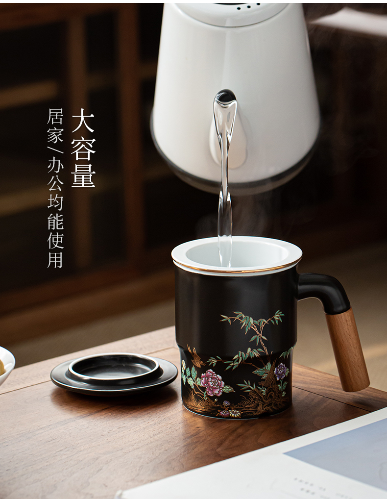 The see colour office of jingdezhen ceramic cup with cover manual separation of tea cups gift boxes of household water cup custom