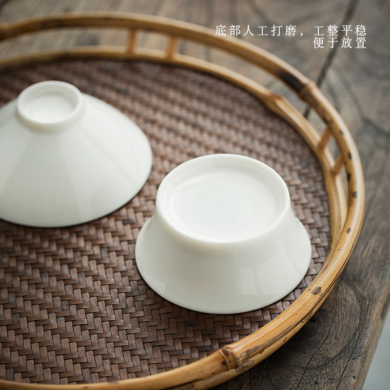 Dehua lard white kung fu tea cups ceramic bowl sample tea cup single white porcelain tea set tea cup small hat cup master