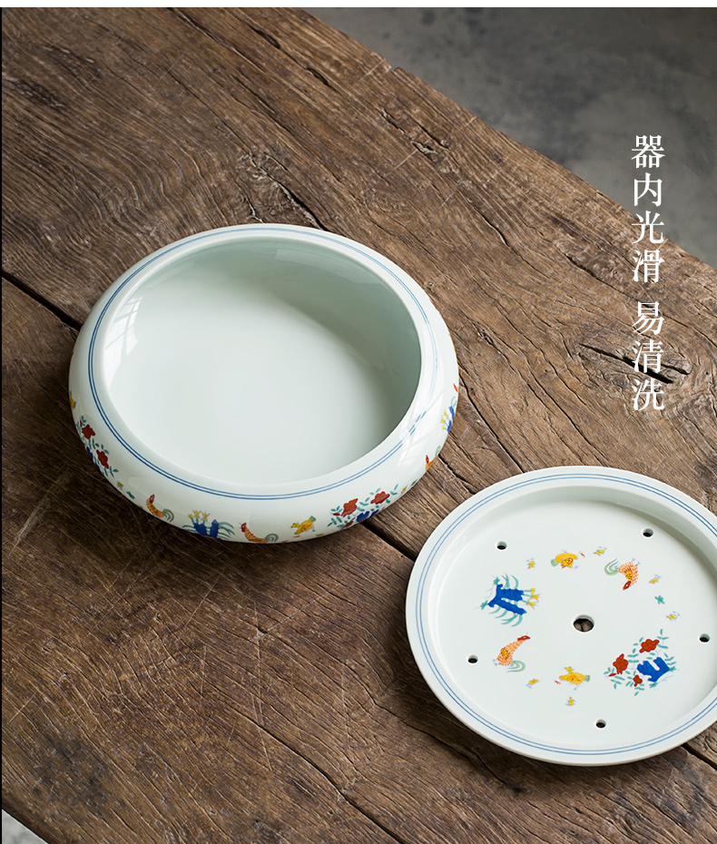 Jingdezhen tea color bucket cylinder cup dried chicken dish of household ceramic saucer dish water sea to restore ancient ways small tea tea set