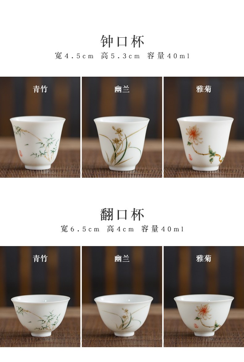 Hand - made of high - white porcelain cups little single CPU kung fu tea set sample tea cup jingdezhen ceramic bowl tea masters cup