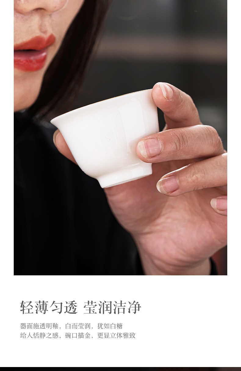 Dehua suet jade white porcelain cups ceramic suit household suet white jade sample tea cup contracted kung fu tea bowls