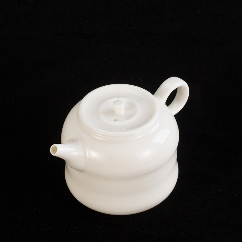 Earth story dehua lard white teapot tea kungfu tea set single pot of fine white porcelain teapot bead jade pot