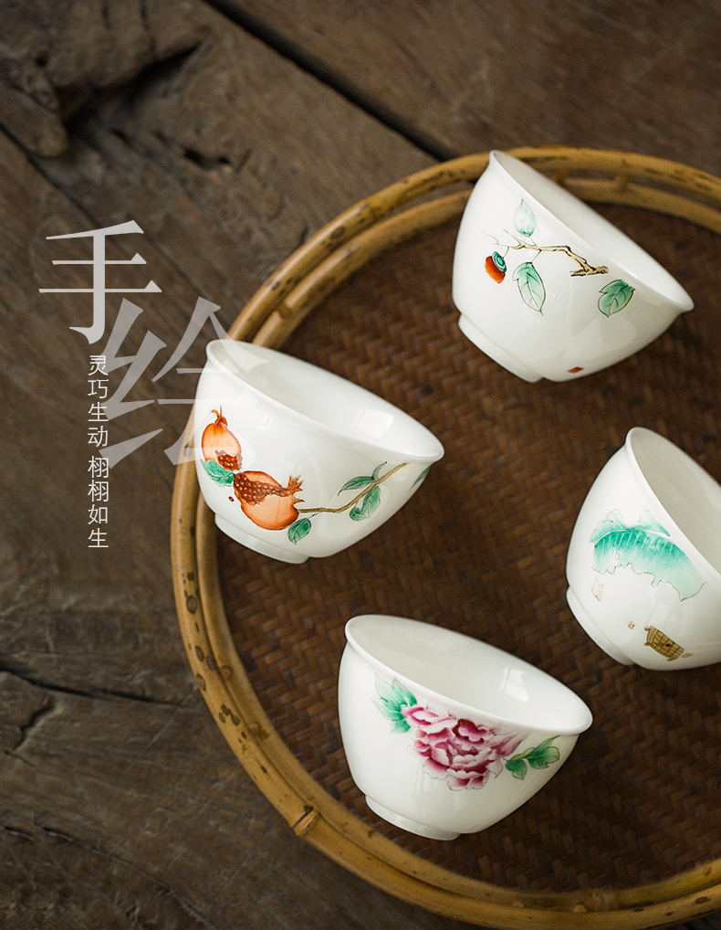 White porcelain pure hand - made master kung fu tea tea cup cup single cup sample tea cup a single large tea bowl of ceramics