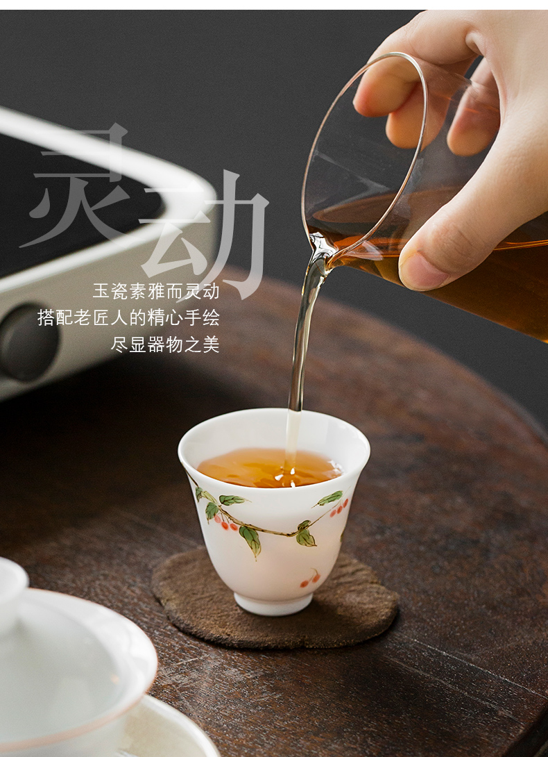 Jingdezhen hand - made pure manual under glaze color porcelain ceramic kung fu tea set personal sample tea cup cup cup single CPU