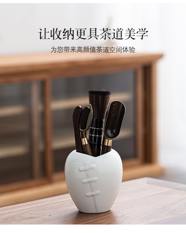 Dehua porcelain kung fu tea set jade fittings 6 gentleman 's tea is the tea taking tea spoon, tea tin, tea art ChaZhen six gentleman' s suit