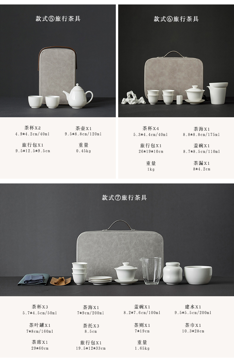 Earth story set of travel group of dehua white porcelain ceramic tea set, tea art would suit portable bag kung fu tea set