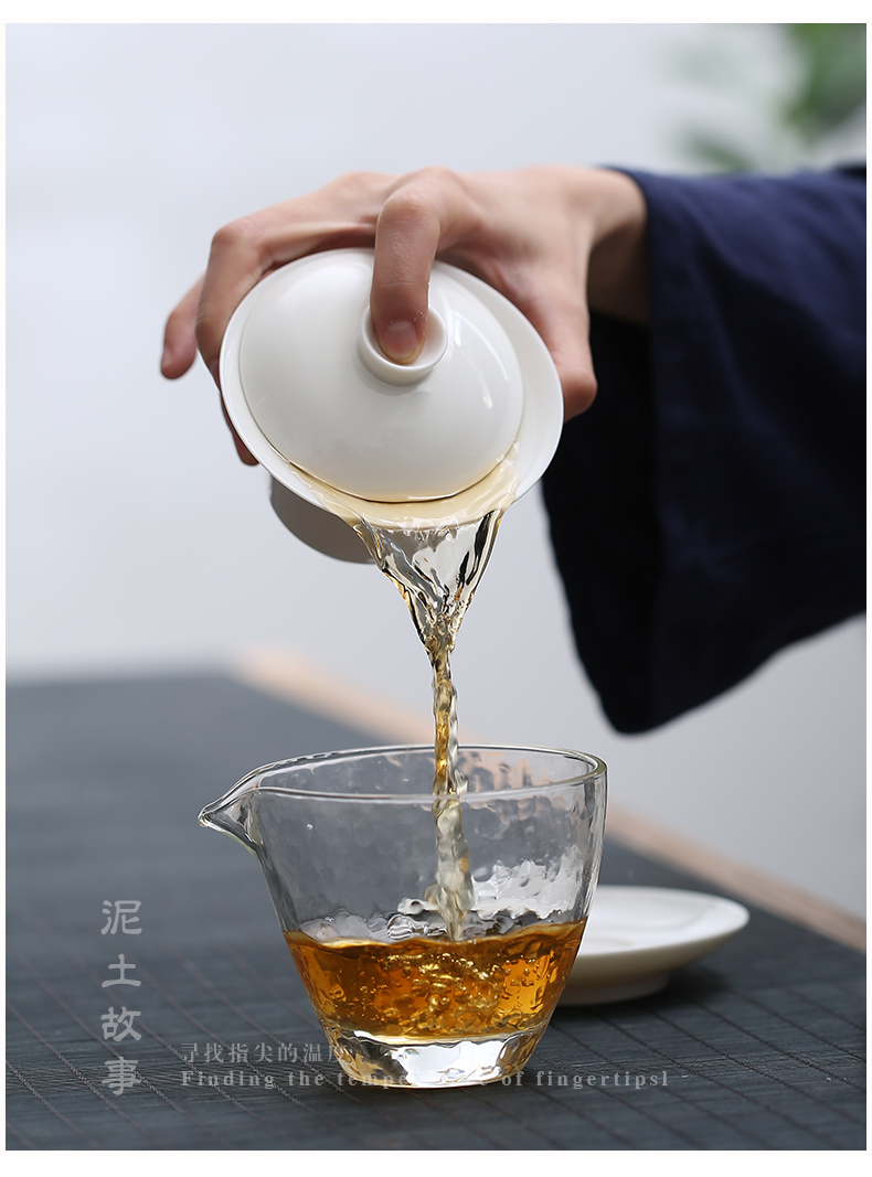 Tureen dehua white porcelain ceramic cups kung fu tea bowl to bowl three large household cup tea set