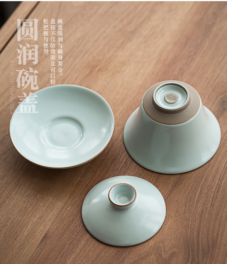 Up tureen tea cups a single large bowl of jingdezhen porcelain three cups of checking ceramic tea set ice crack glaze