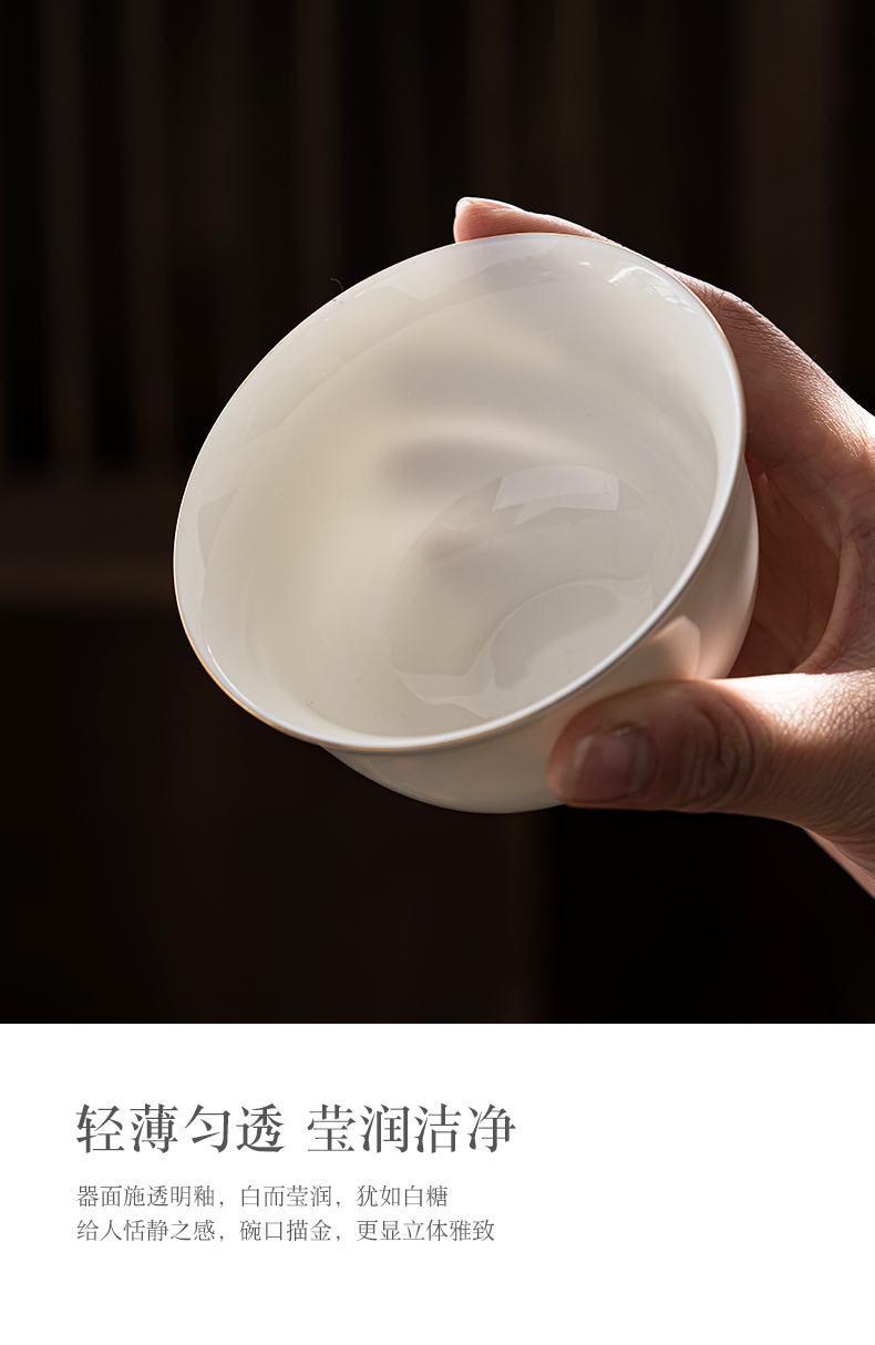 Earth story suet jade white porcelain tureen large kung fu three cups to make tea bowl of individual household ceramic tea set