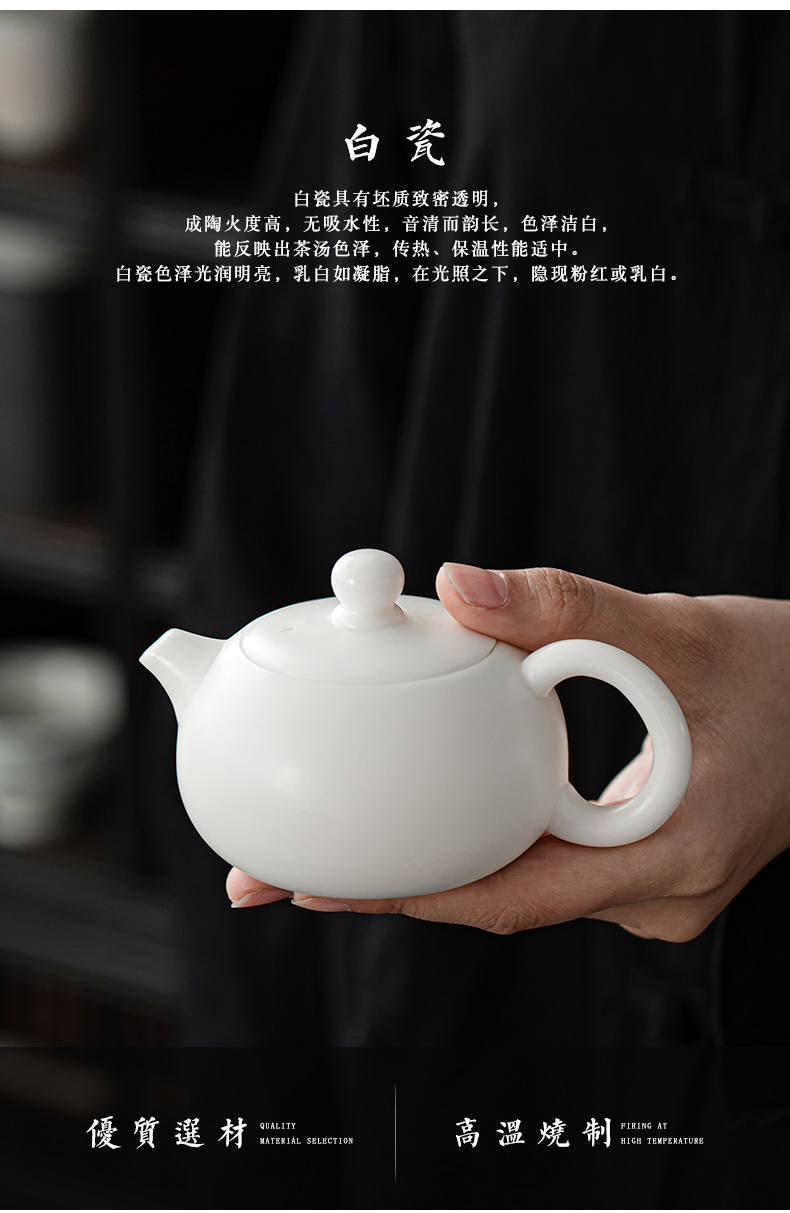 Suet jade dehua white porcelain craft xi shi pot of Suet jade ceramic biscuit firing kung fu tea set household little teapot