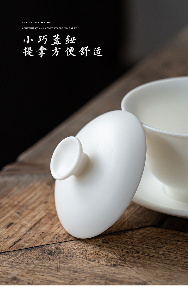 Suet jade pure white porcelain dehua only three tureen small tea cups machine household ceramics kung fu tea set manually