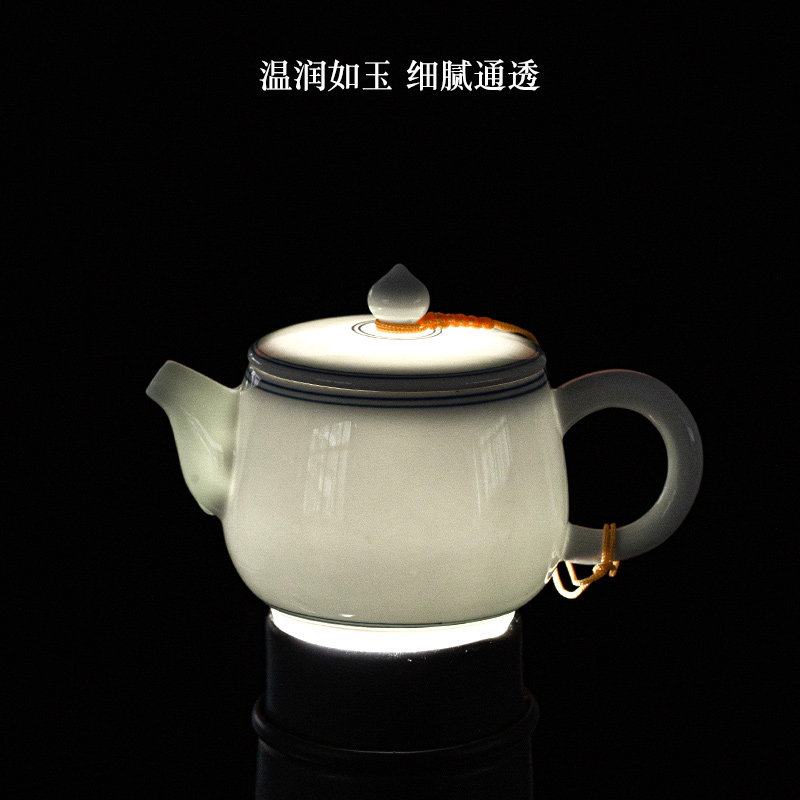 Earth story jingdezhen sweet white teapot tea kungfu tea set single pot of fine white porcelain little teapot