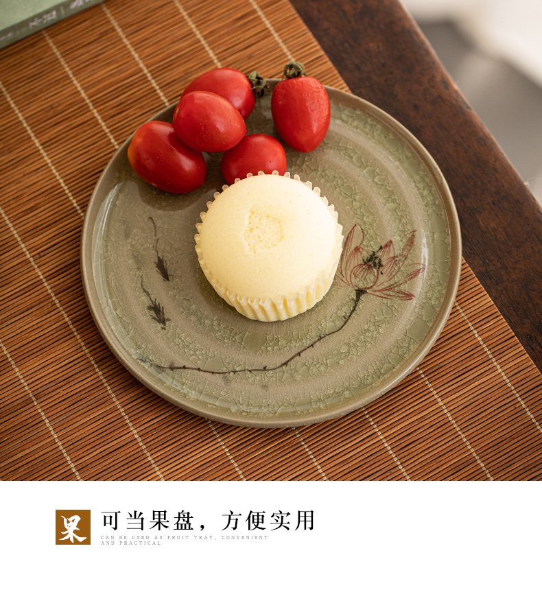 Jingdezhen all hand under the glaze color hand - made lotus flower pot bearing pot pad dry terms fruit tray mat ceramics kung fu tea set