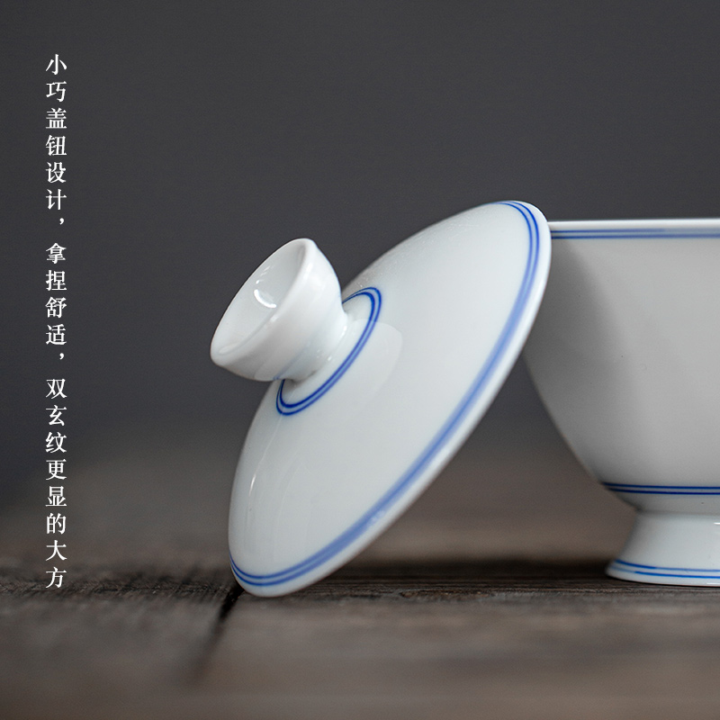 Manual sweet white only three tureen jingdezhen thin foetus white jade porcelain cups tea bowl of Japanese household kung fu tea set