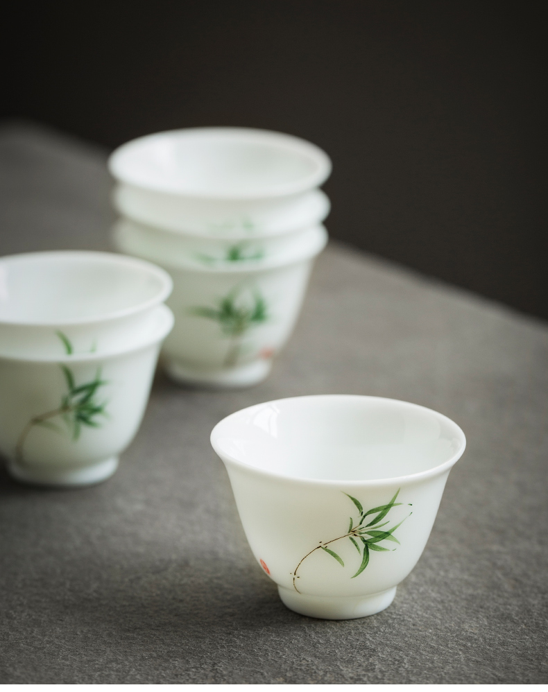 Members of the jingdezhen bamboo soil sample tea cup manual coloured drawing or pattern under the glaze color contracted master cup ceramic cup