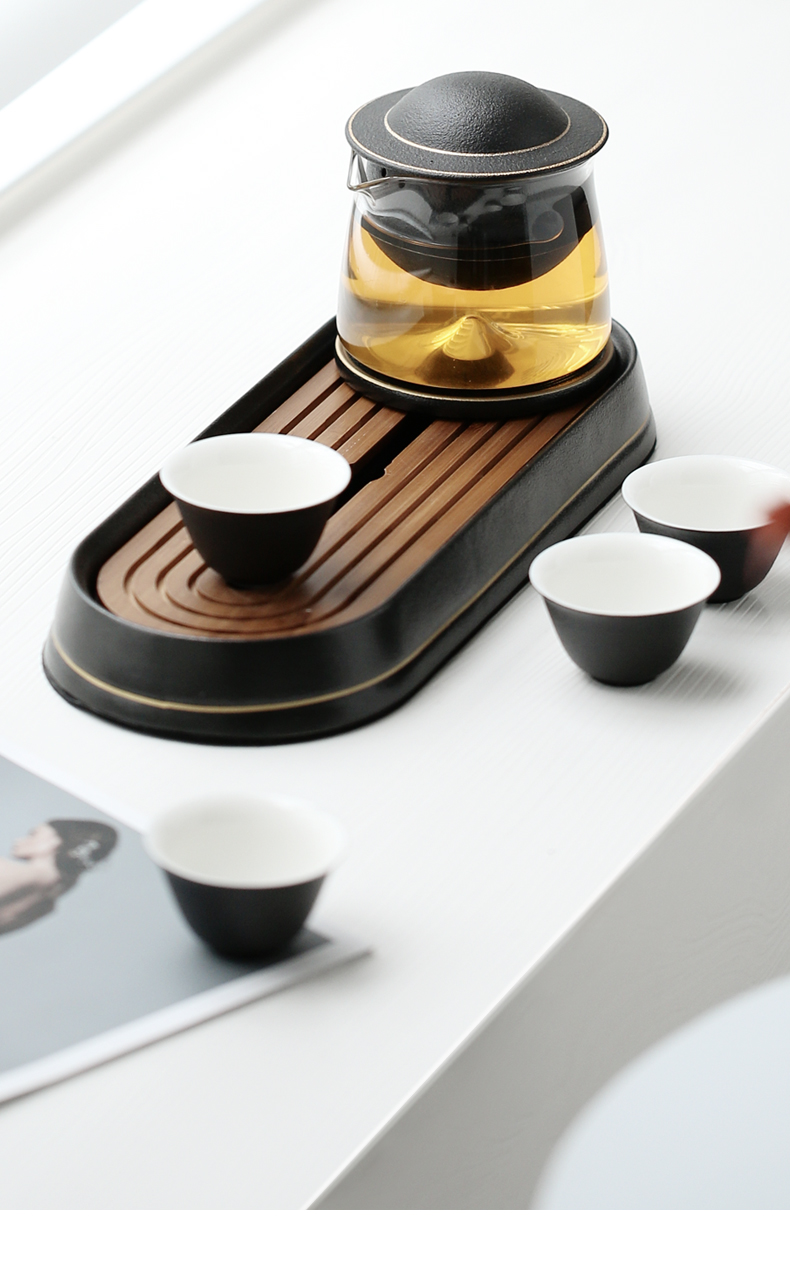 Japanese contracted creative kung fu tea tray ET water dish household embedded ceramic tea set tray was small dry terms plate