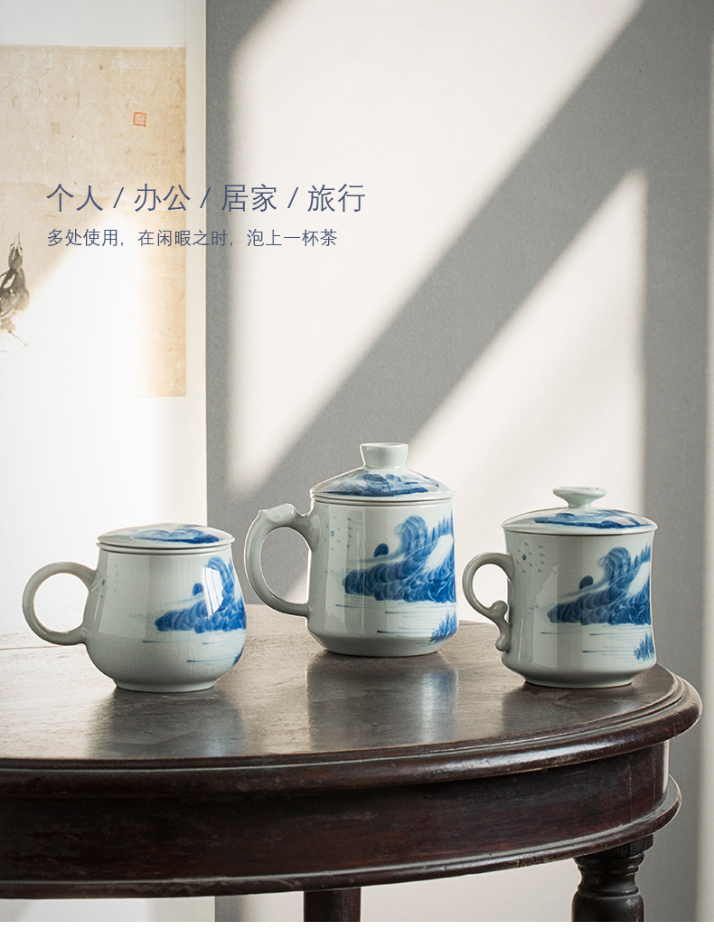 Jingdezhen high - grade ceramic cups with cover filter hand - made porcelain and exquisite tea large household custom office