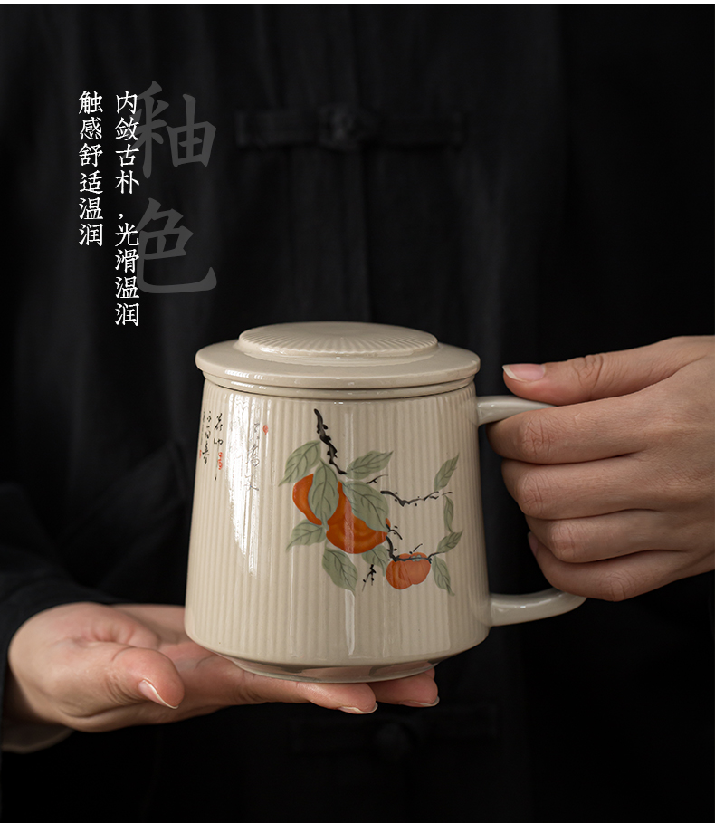 Jingdezhen tea cups of tea separation filter with cover man individual special glass ceramic office