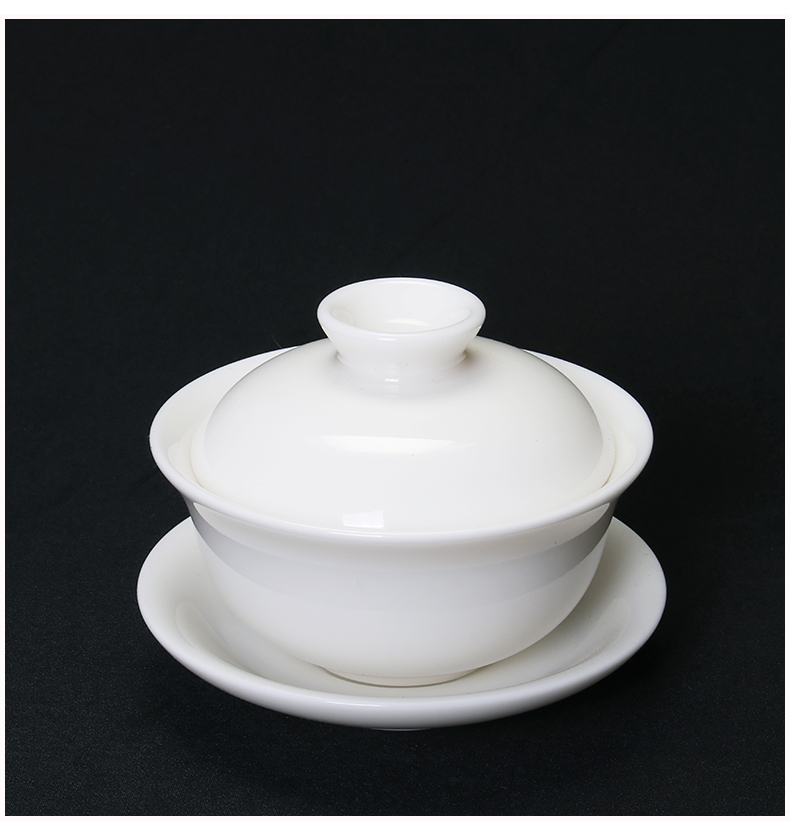 White jade porcelain tureen dehua White trumpet the White ceramic cups three suits for the home of kung fu tea tea sets