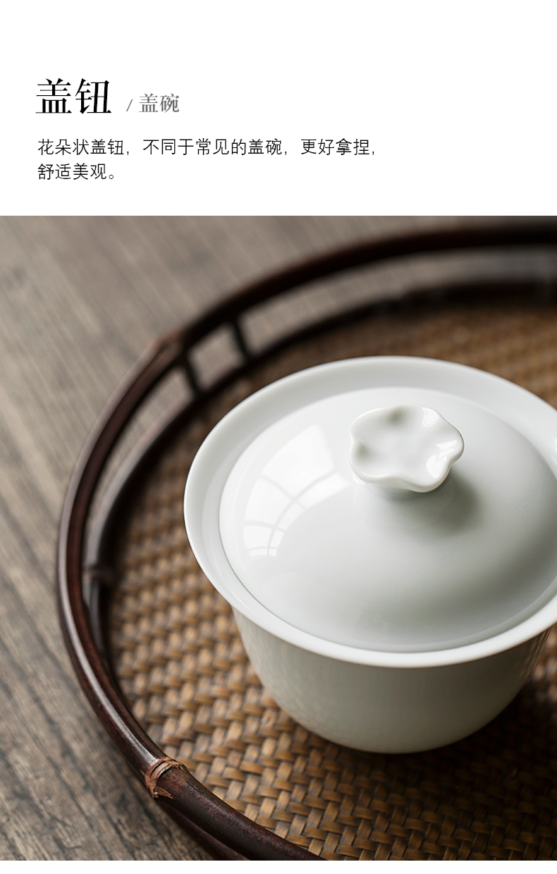 Sweet white porcelain manual only three tureen suit thin foetus jingdezhen ceramic cups a single large kung fu tea bowl