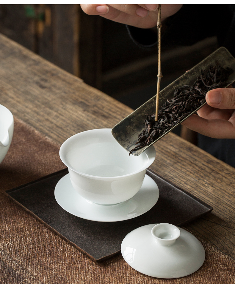 Jingdezhen tureen only a single white porcelain cups three tureen large sweet white kung fu tea set household thin foetus making tea