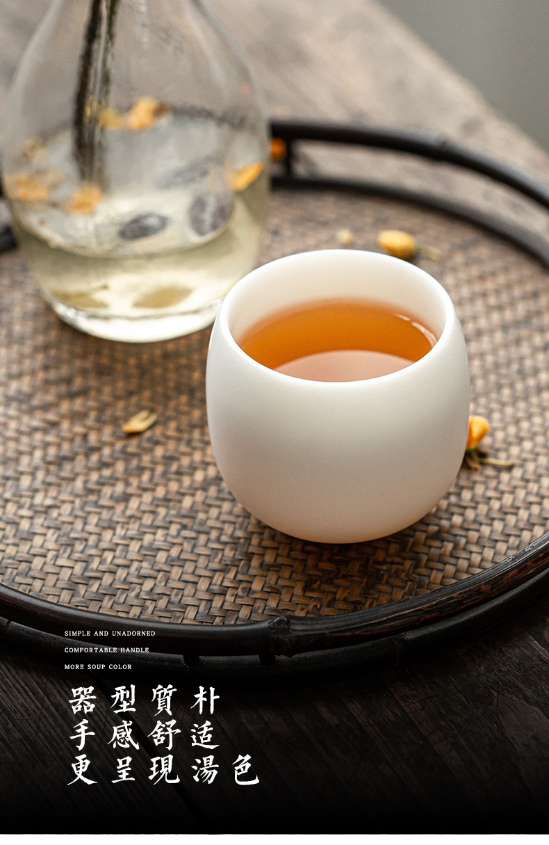 Dehua biscuit firing suet jade white porcelain glaze not manual master kung fu tea cup sample tea cup grain ceramic cup