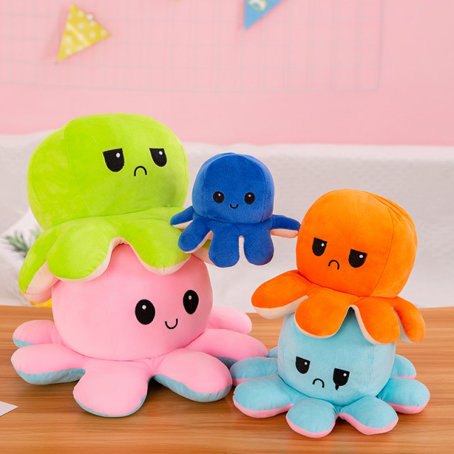 doll octopus ສອງດ້ານ plush toy double-sided flipping face-changing small octopus flipping octopus doll for girls