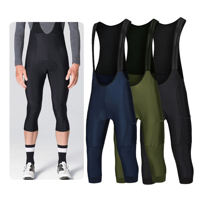 Men's Cycling Shorts Outdoor Road Bike Mountain Bike Sports Pants with Bib and 2 Pockets Quick-Drying Pants