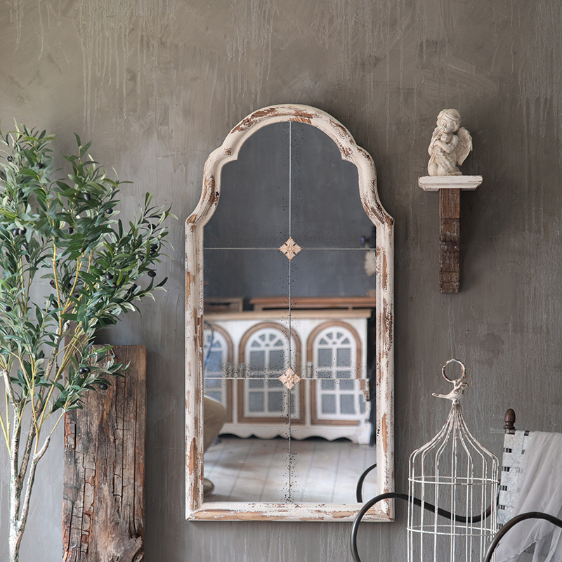 Retro American full-length mirror wall hanging old creative porch mirror wall hanging solid wood decorative mirror clothing store full-length mirror