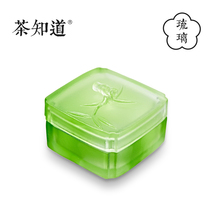 Tea know Liuli Cuizhu box Liuli printing clay box Small portable mini calligraphy and painting printing clay cylinder