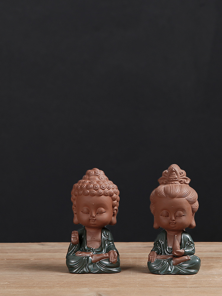 Small purple guanyin Buddha Buddha furnishing articles pet boutique tea play tea and kung fu tea accessories car ceramics