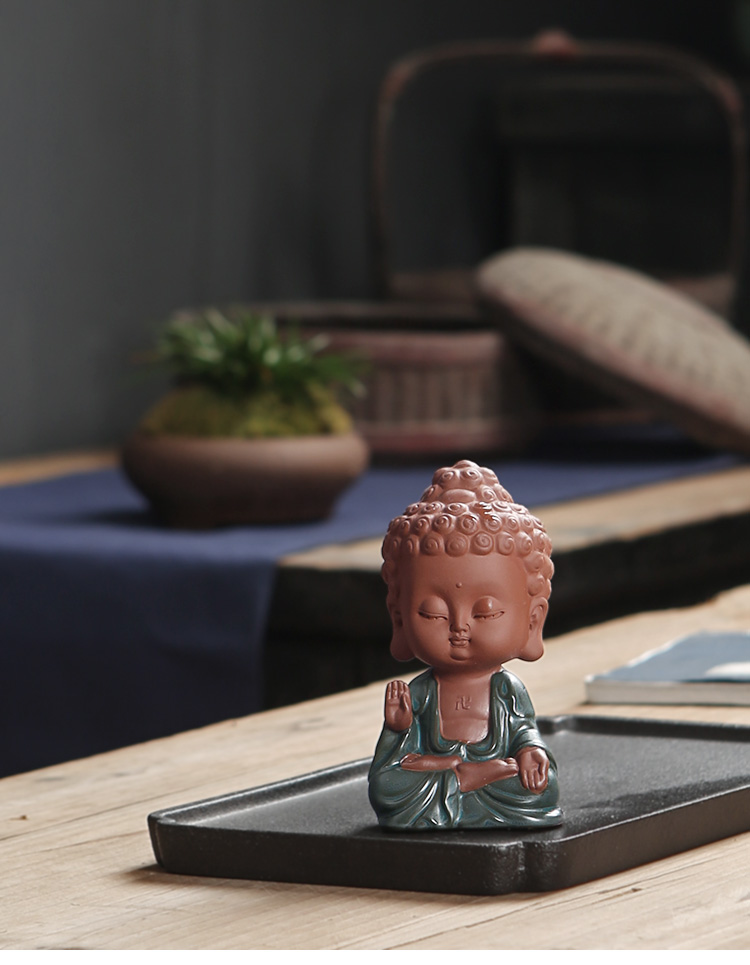 Small purple guanyin Buddha Buddha furnishing articles pet boutique tea play tea and kung fu tea accessories car ceramics