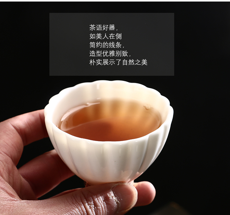 Kung fu tea cup against iron master cup single cup white porcelain retro individual cup suet jade porcelain gifts