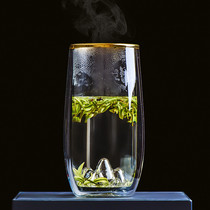 Transparent thickened heat resistant double glass cup viewing Mountain sketching heat insulation green tea cup creative water cup bubble tea mug