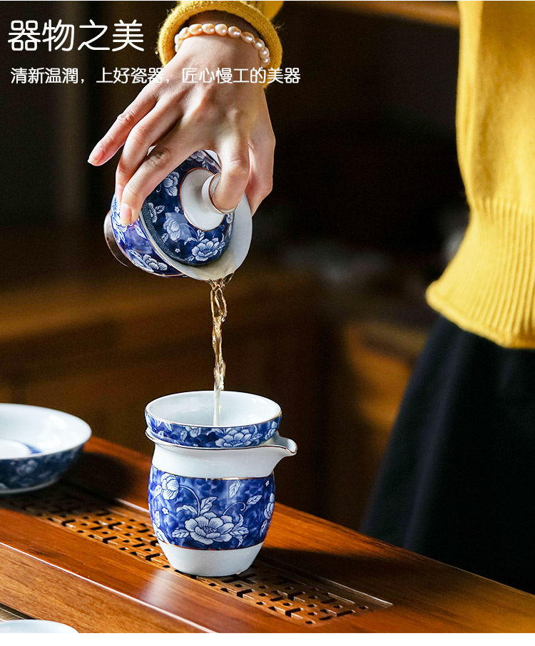 Blue and white porcelain tea set contracted Chinese tea taking of jingdezhen ceramic teapot teacup whole household kunfu tea