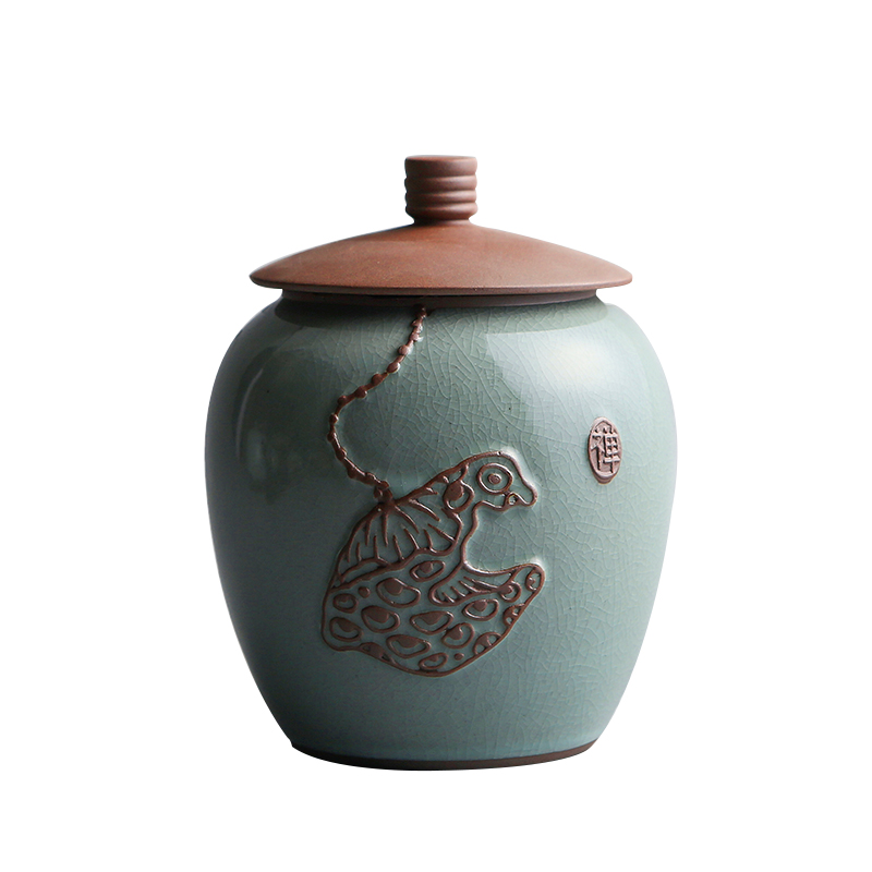 Elder brother up caddy fixings ceramic seal tank large coarse TaoCun tank celadon puer tea in large yards household caddy fixings