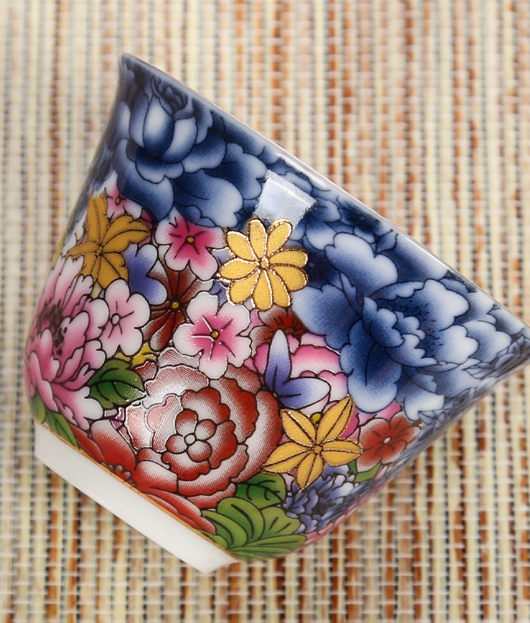 Jingdezhen hand - made under glaze colorful pomegranate koubei sample tea cup silver tea light ceramic cups, restoring ancient ways