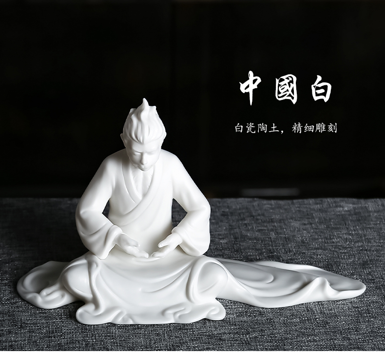 Zen Monkey King furnishing articles white Monkey Monkey manual its handicraft ceramic tea pet car move