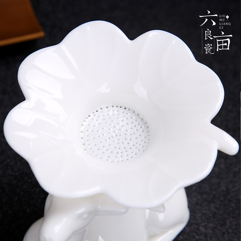 Xi LuYu porcelain) filter mesh creative ceramic tea tea tea tea accessories white porcelain)