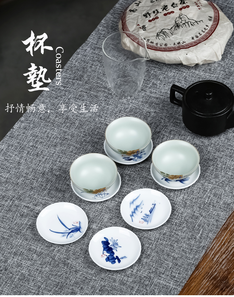 Cup mat Cup white porcelain Cup mat heat - resistant ceramic Cup mat kung fu tea tea tea zero pad household