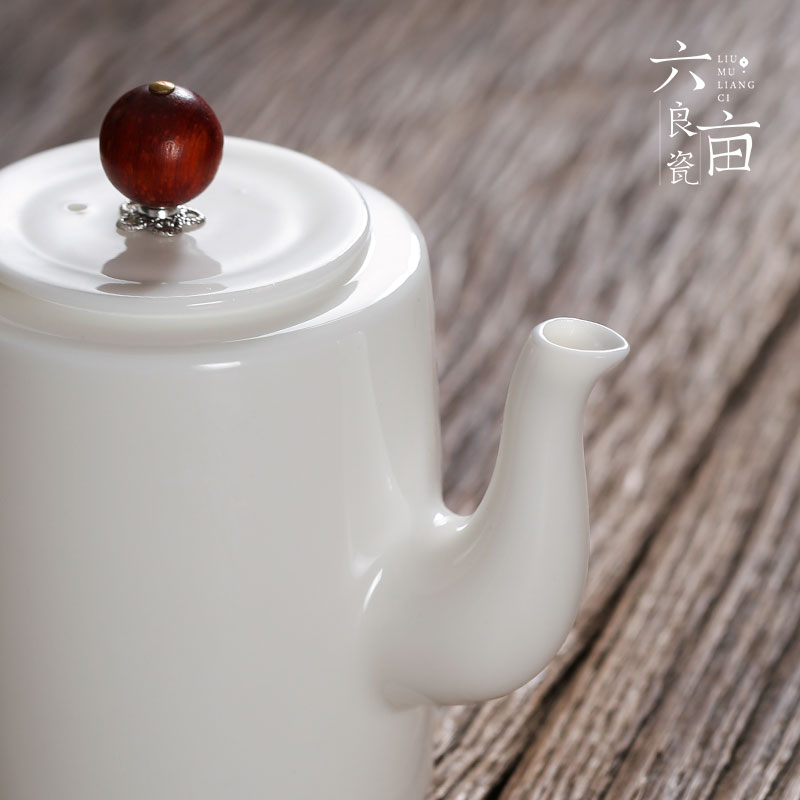 Dehua white porcelain ceramic teapot beauty make tea pot single pot home kung fu tea set contracted style