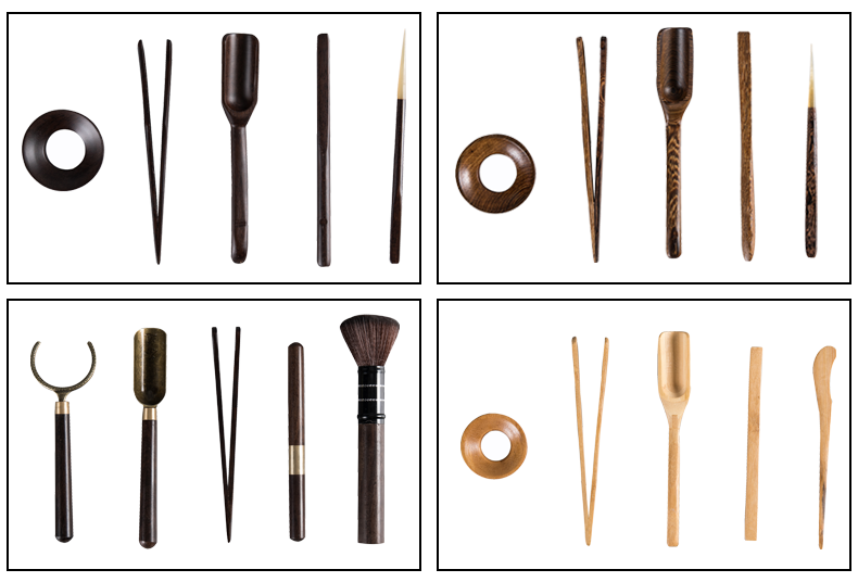 Ceramic tea six gentleman ebony kung fu tea sets accessories pure copper ChaGa tea spoon tea place of zero