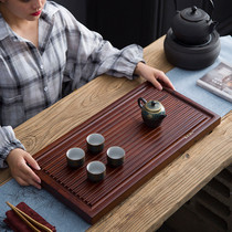 Heavy bamboo tea tray rectangular home minimalist drainage tea table tray solid wood dry foam disc size No.